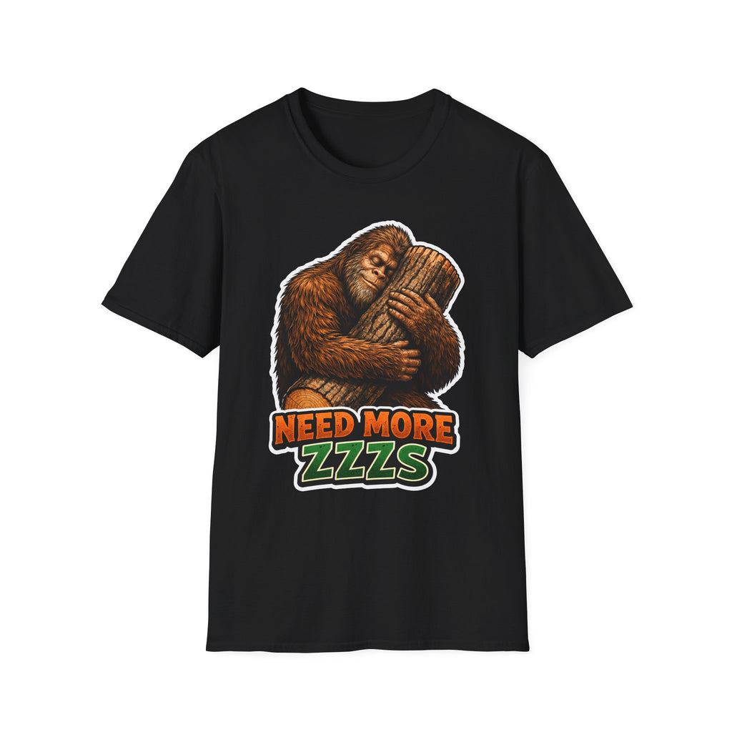 Need More Zzzs Funny Bigfoot Sleeping T-Shirt | Cryptid Companions Collection by PetPulse