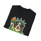 Herding Freedom's Flock Funny Australian Shepherd Statue of Liberty T-Shirt | Lady Liberty Pups Collection by PetPulse