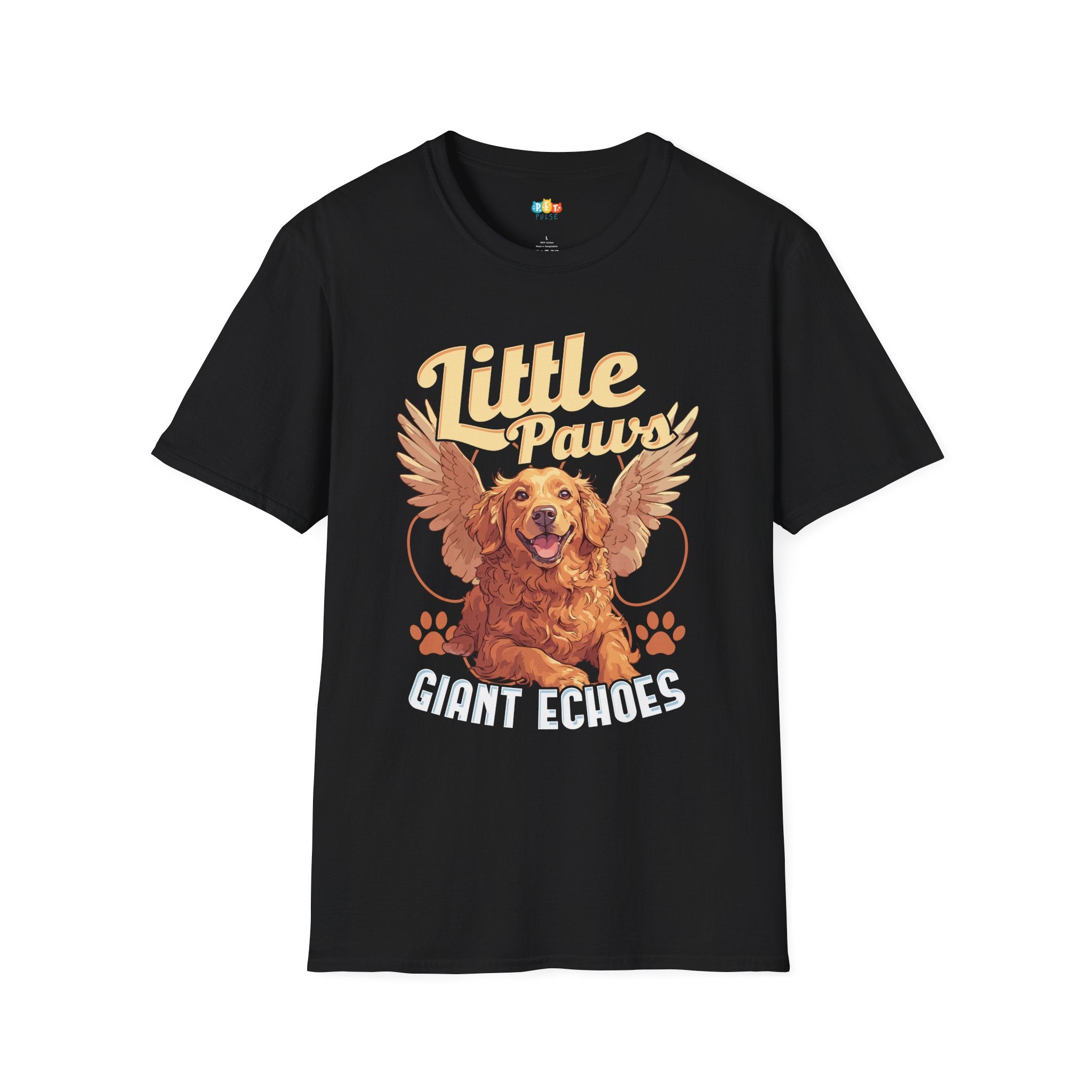 Little Paws Giant Wings Dog T-Shirt - Pet Memorial Rainbow Bridge Golden Retriever Grief Support Tee