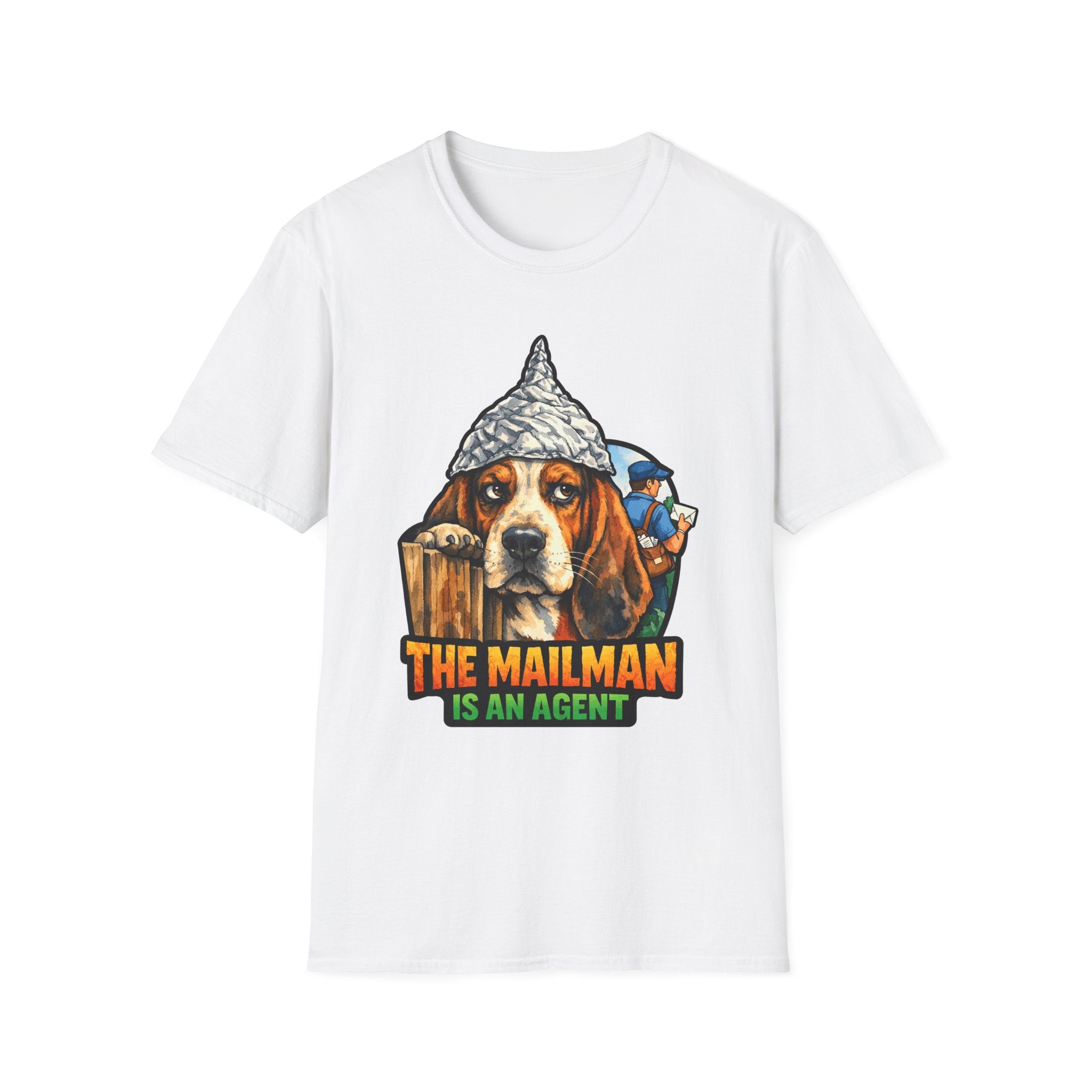 The Mailman Is an Agent Funny Conspiracy Basset Hound T-Shirt | Pet-Spiracy Theorist Collection by PetPulse