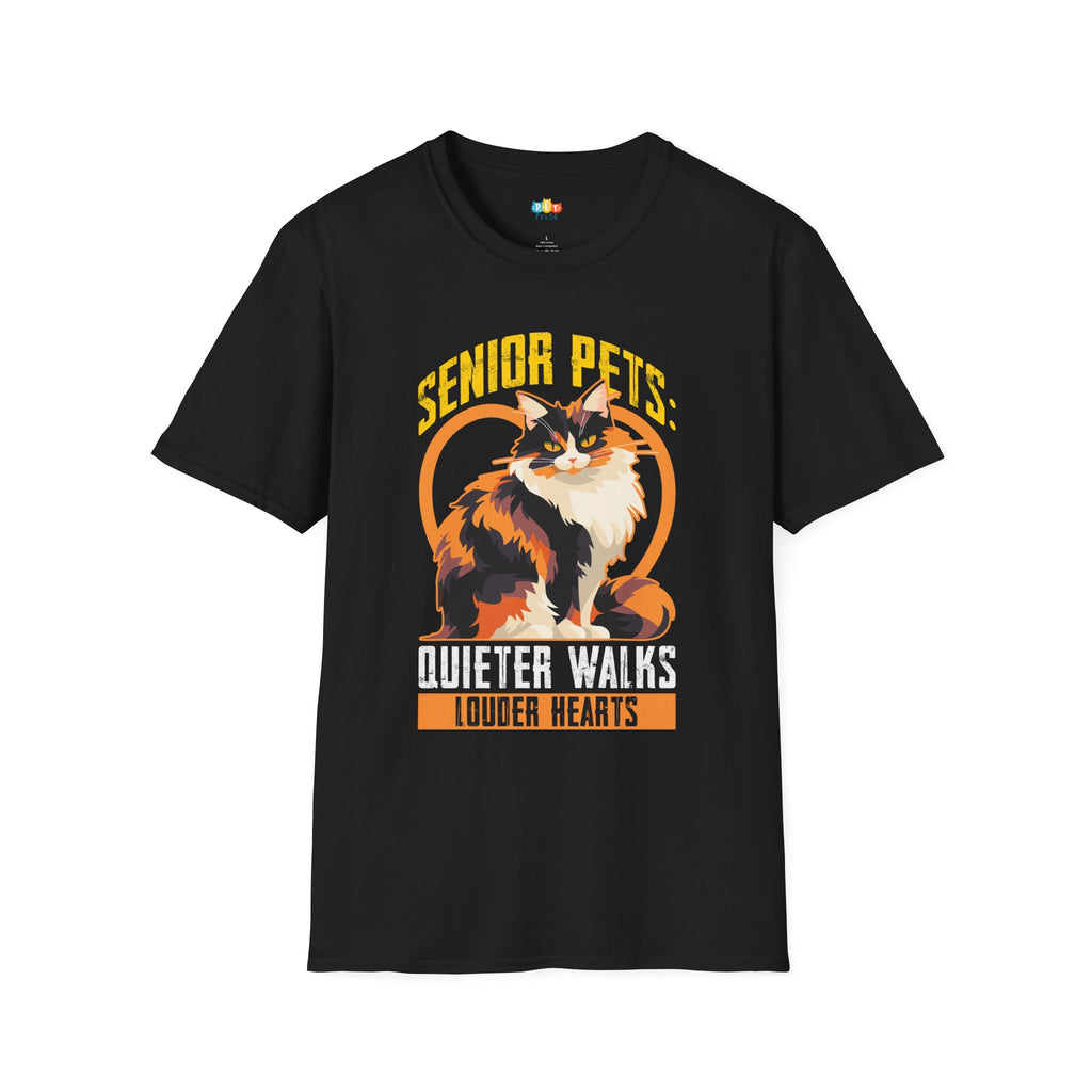 Senior Pets Older Paws Louder Hearts T-Shirt - Funny Aging Cat Dog Lover Veterinary Senior Pet Graphic Tee
