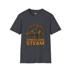 Spikes and Steam Steampunk Stegosaurus T-Shirt - Funny Mechanical Dinosaur Victorian Industrial Graphic Tee
