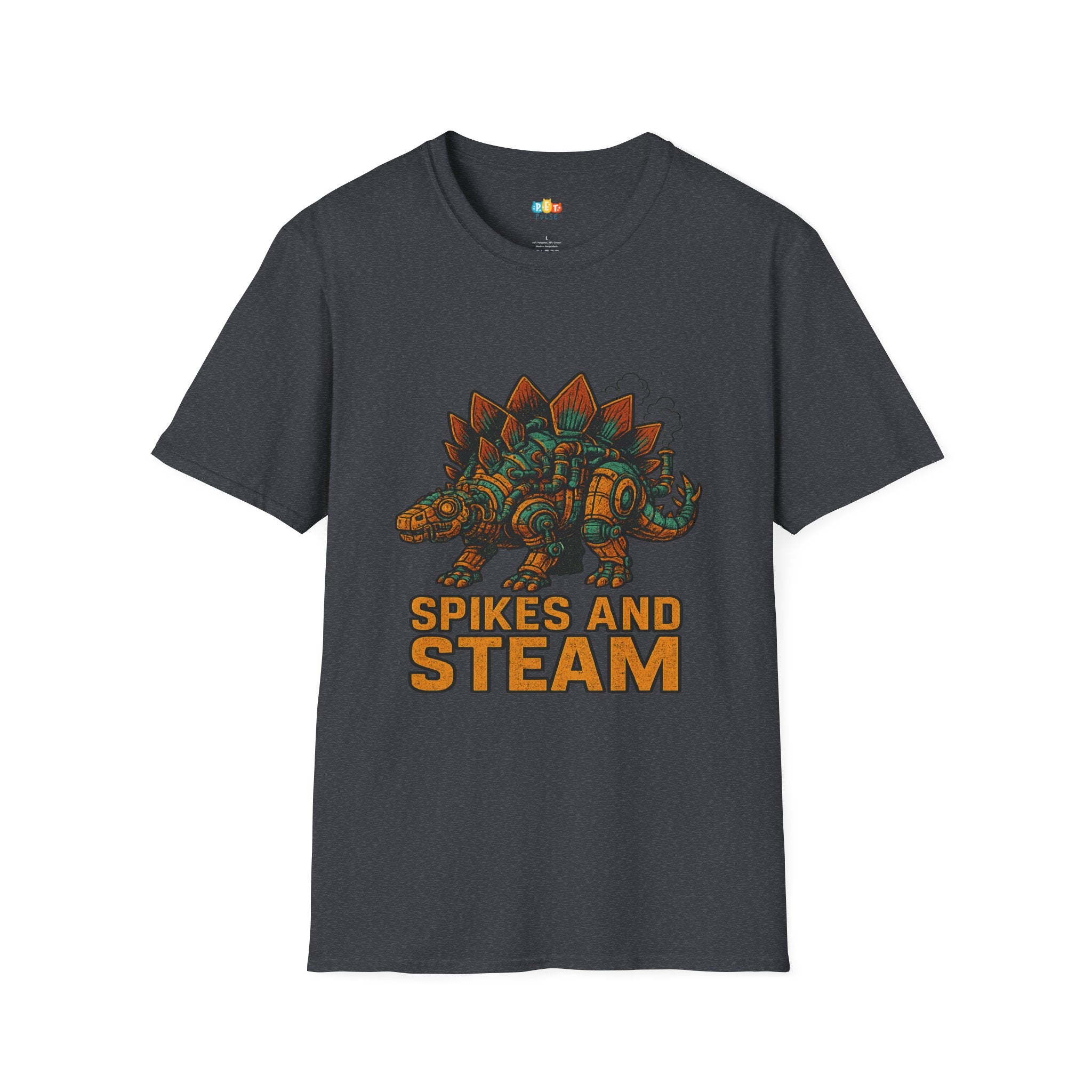 Spikes and Steam Steampunk Stegosaurus T-Shirt - Funny Mechanical Dinosaur Victorian Industrial Graphic Tee