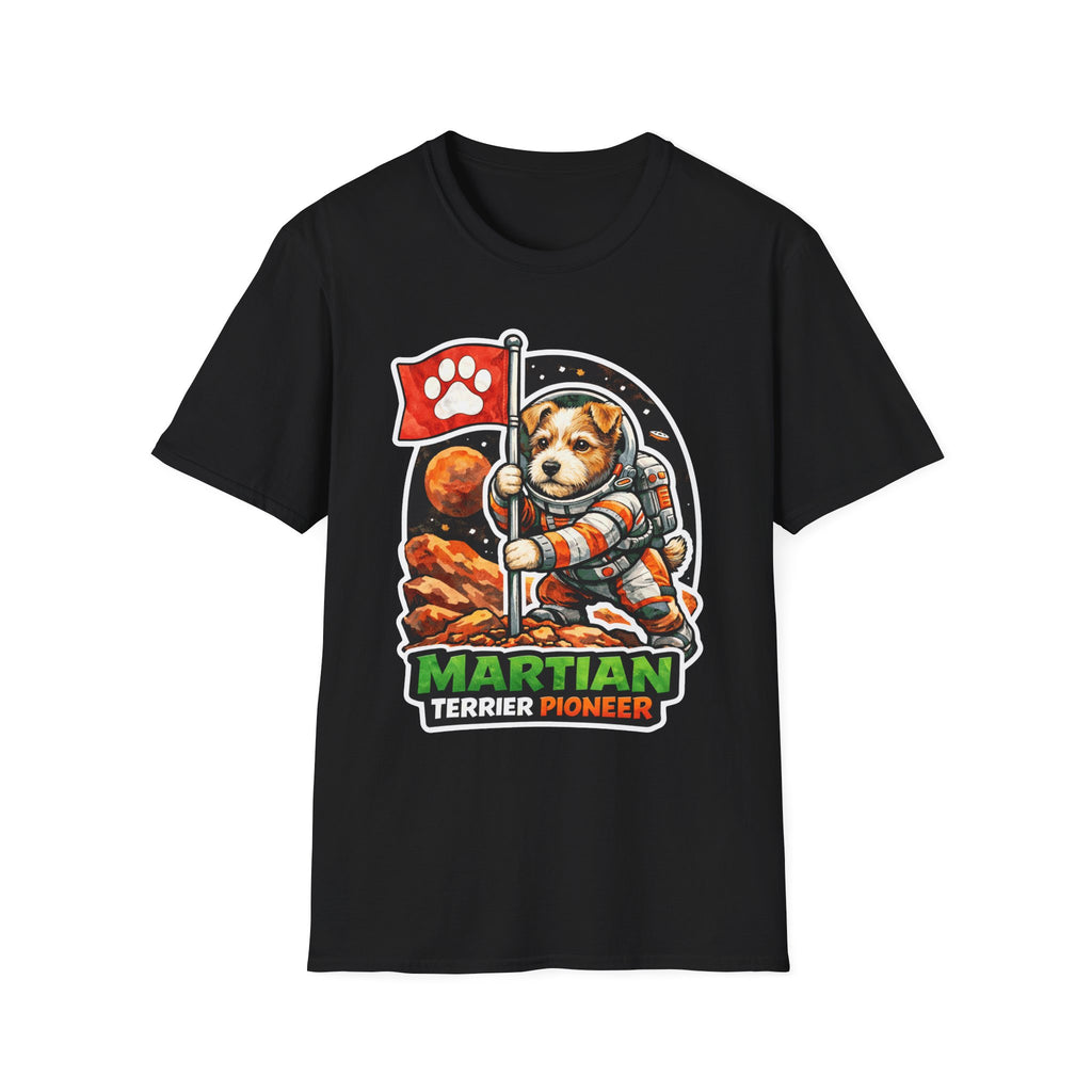Martian Terrier Pioneer Funny Jack Russell Astronaut T-Shirt | Cosmic Encounters Collection by PetPulse