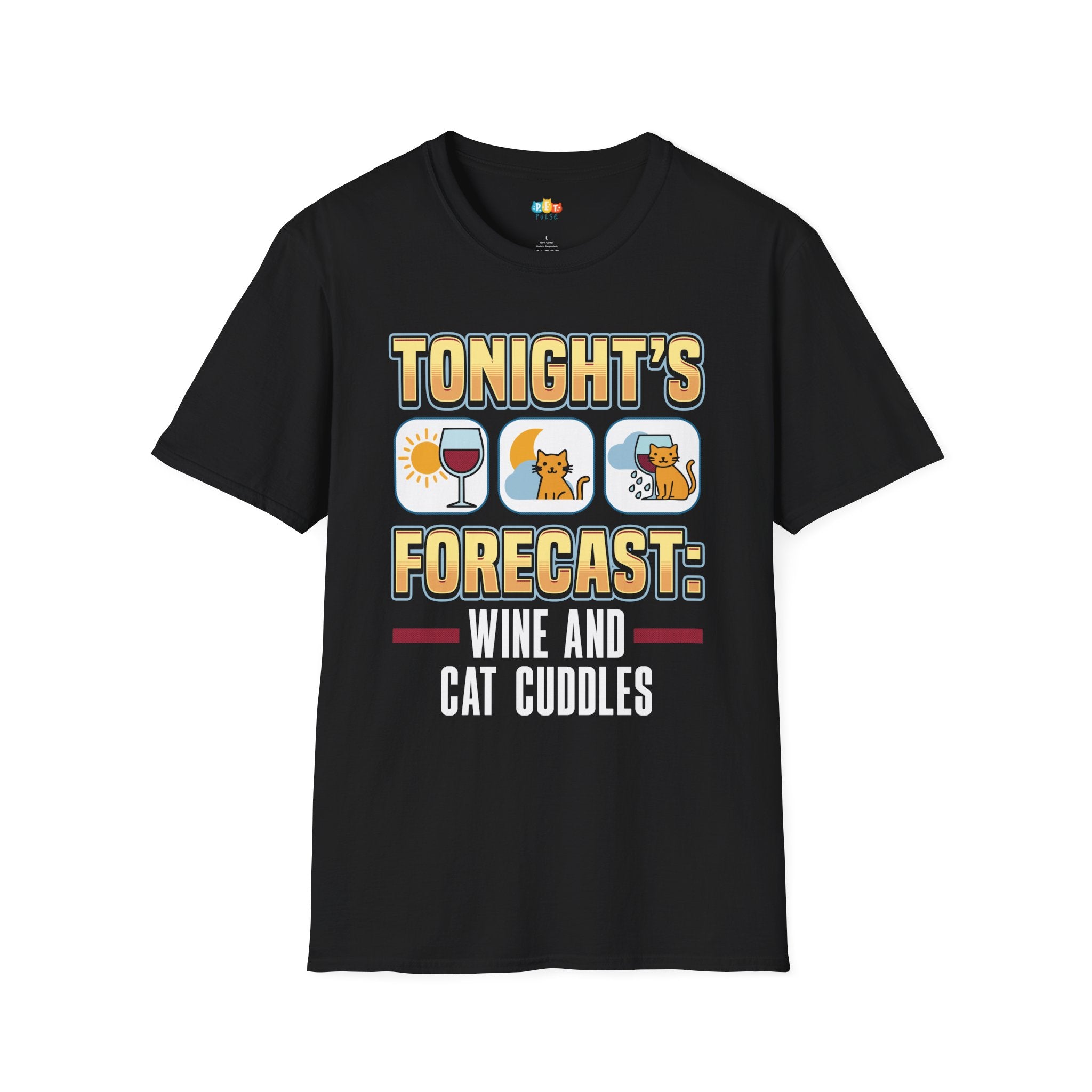 Tonight's Forecast T-Shirt - Funny Cat Wine Lover Weather Prediction Wine Time Cat Mom Graphic Tee