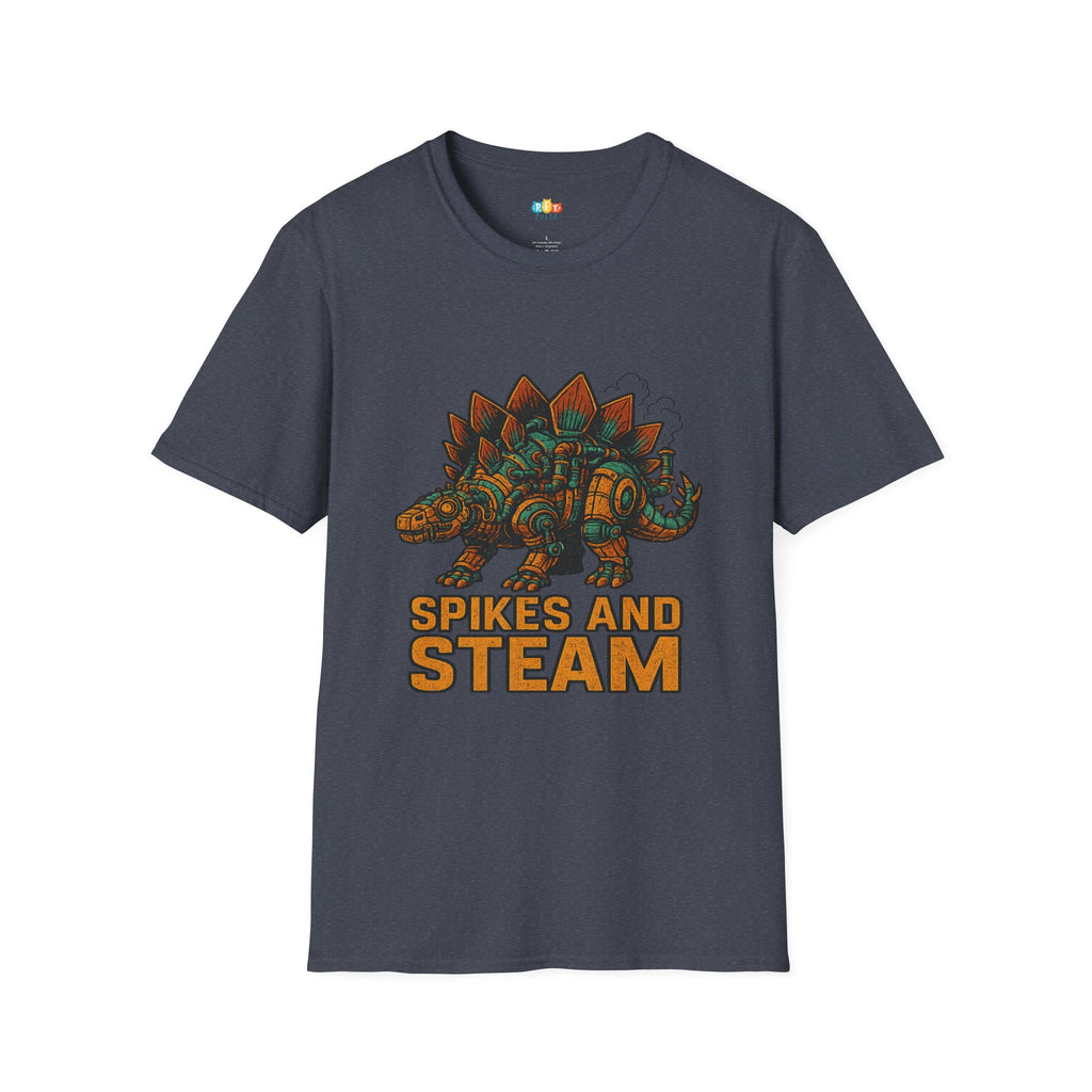 Spikes and Steam Steampunk Stegosaurus T-Shirt - Funny Mechanical Dinosaur Victorian Industrial Graphic Tee