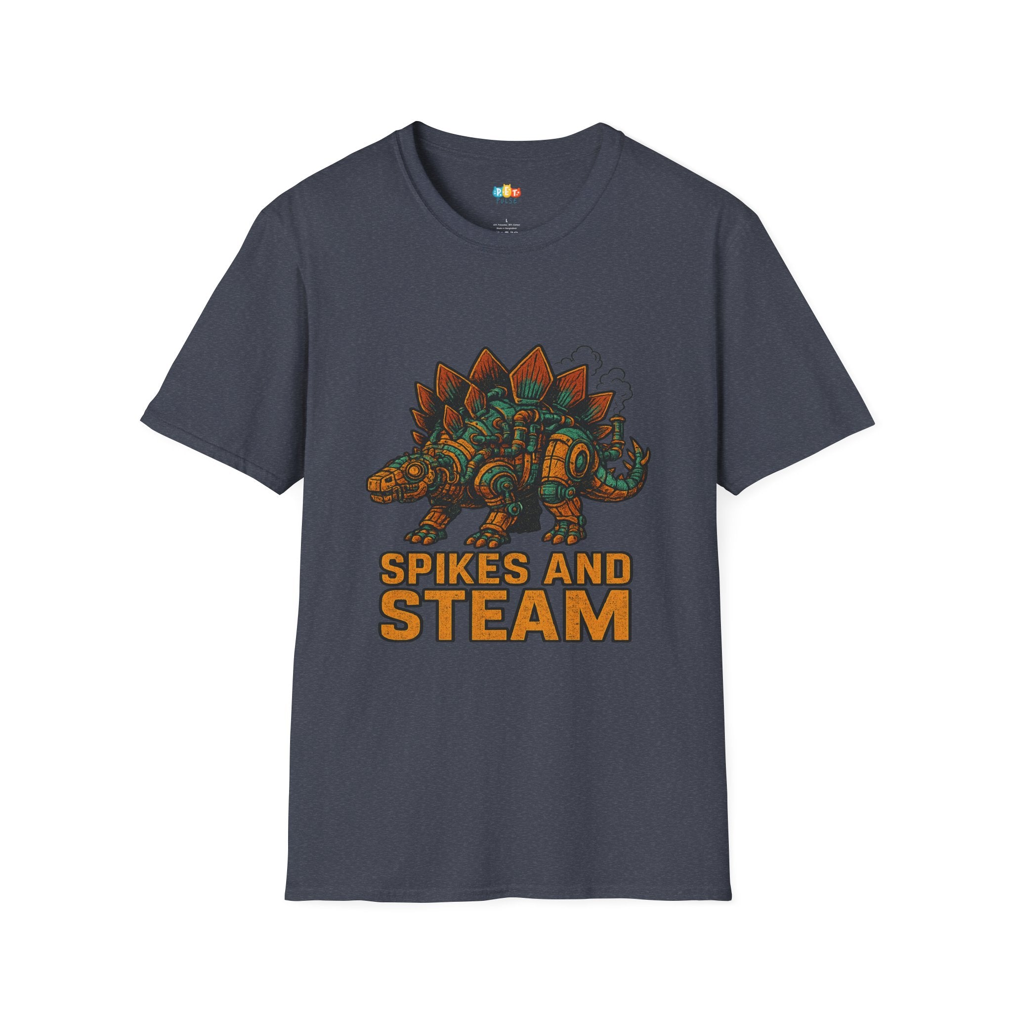Spikes and Steam Steampunk Stegosaurus T-Shirt - Funny Mechanical Dinosaur Victorian Industrial Graphic Tee