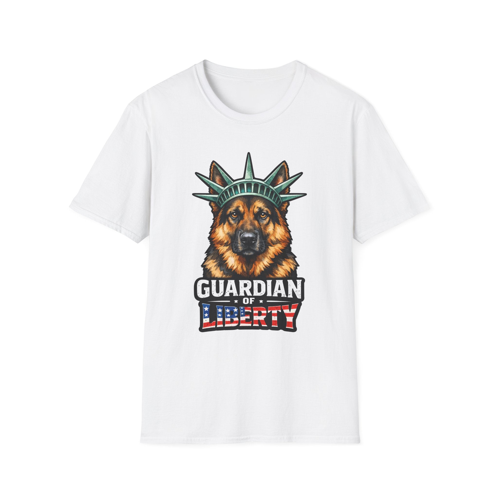 Guardian of Liberty Funny German Shepherd Statue of Liberty T-Shirt | Lady Liberty Pups Collection by PetPulse