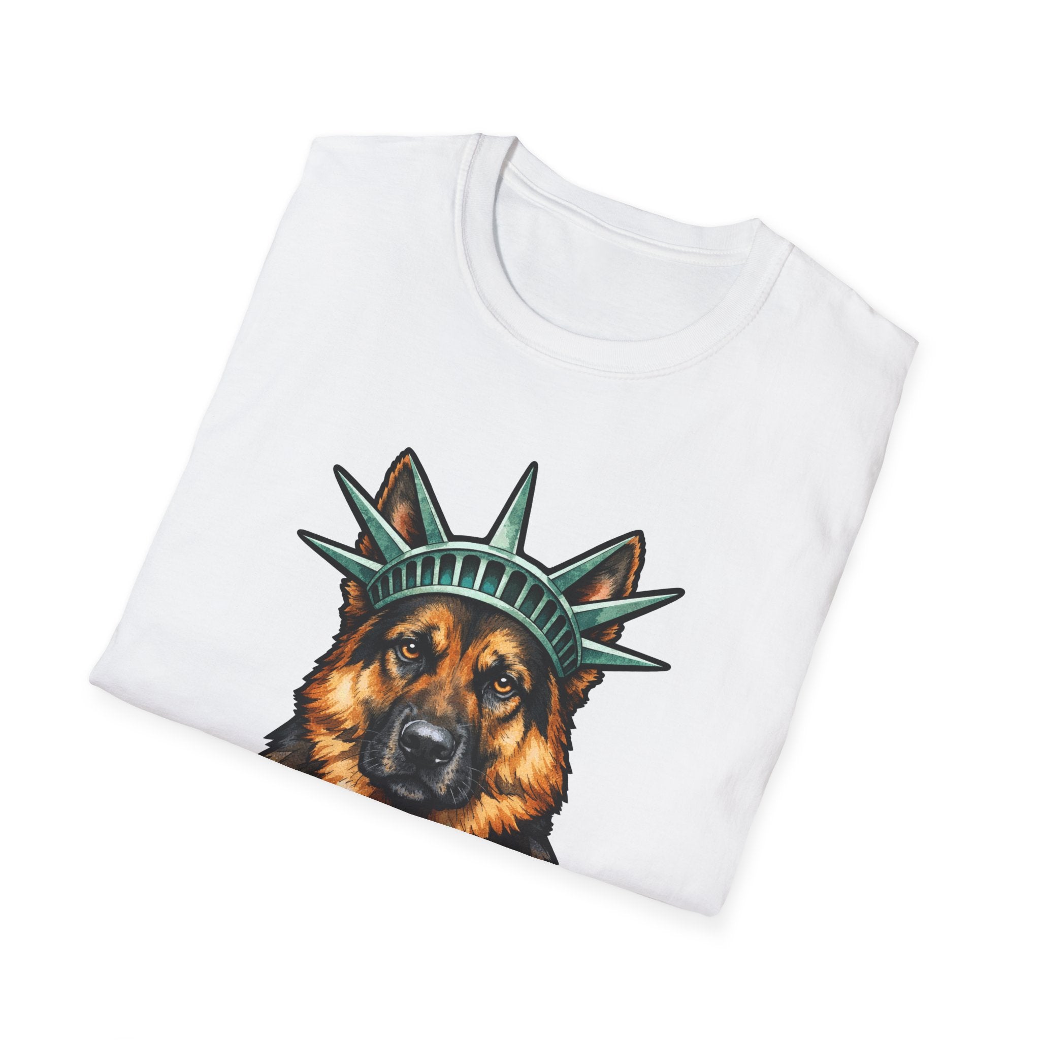 Guardian of Liberty Funny German Shepherd Statue of Liberty T-Shirt | Lady Liberty Pups Collection by PetPulse