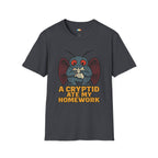 A Cryptid Ate My Homework T-Shirt - Funny Mothman Student School Excuse Legendary Creature Tee