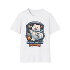 Interplanetary Pupper Funny Samoyed Zero Gravity Space T-Shirt | Cosmic Encounters Collection by PetPulse