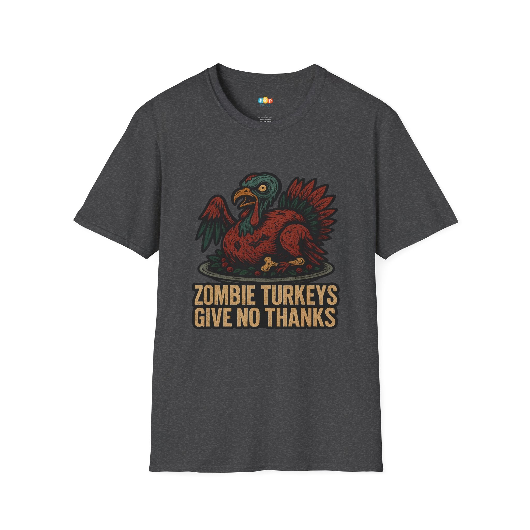 Zombie Turkeys Give No Thanks T-Shirt - Funny Thanksgiving Horror Halloween Undead Bird Graphic Tee
