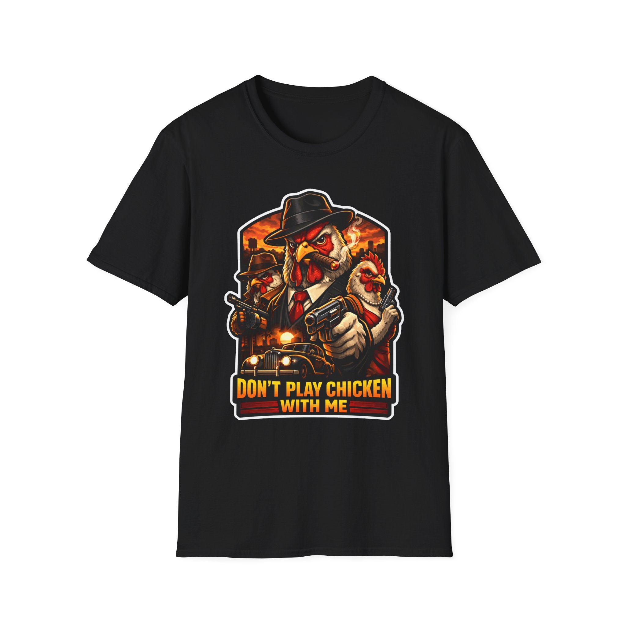 Don’t Play Chicken With Me Funny Mobster Flock T-Shirt, Gangster Chicken Crew Graphic Tee for Chicken Owners, PetPulse