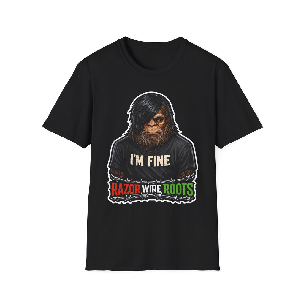Razor Wire Roots Funny Emo Bigfoot T-Shirt | Cryptid Companions Collection by PetPulse