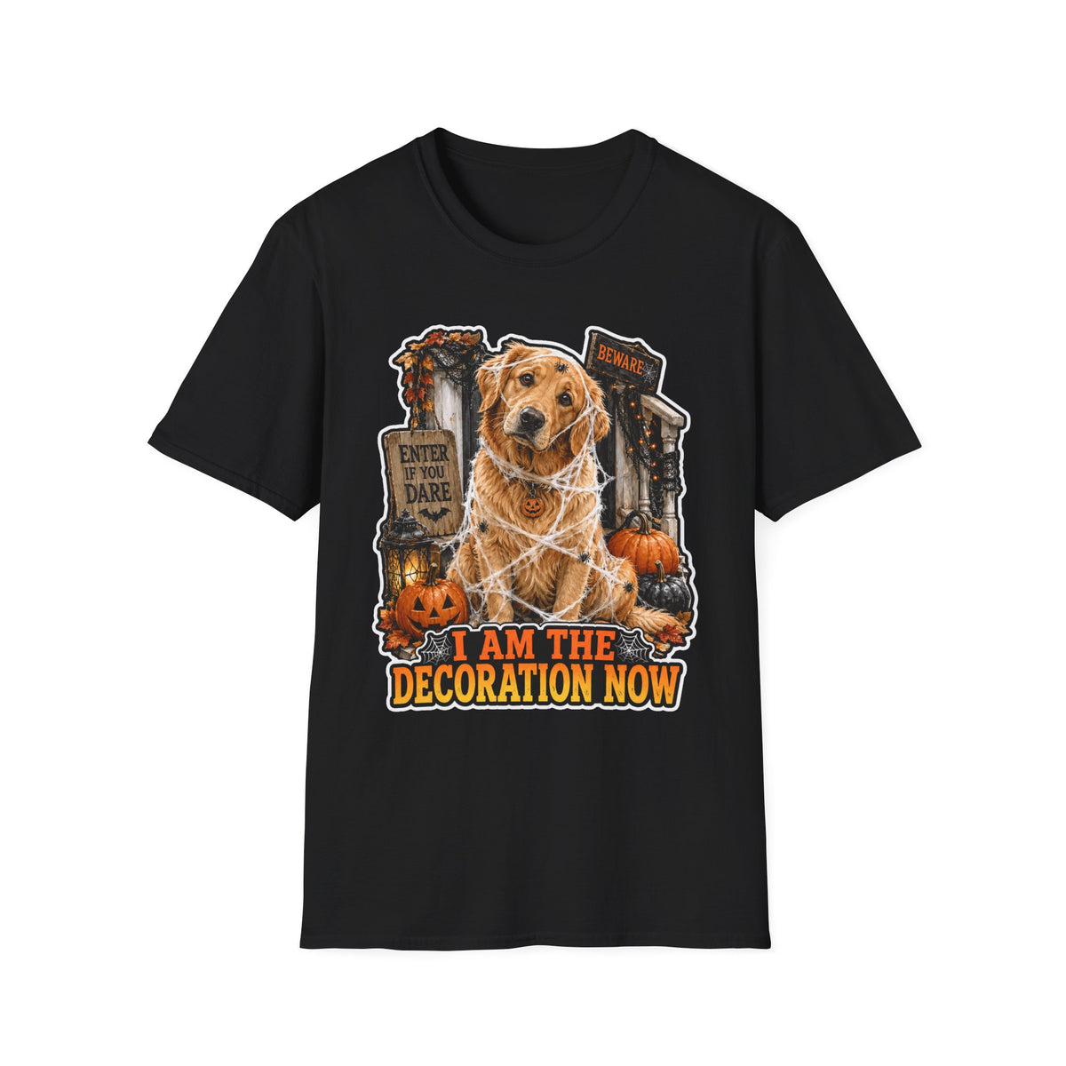 I Am the Decoration Now Golden Retriever Halloween T-Shirt | Halloween Pet T-Shirts Collection by PetPulse