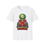 We Don't Eat Meat on Mars Funny Vegan Alien T-Shirt | Cosmic Encounters Collection by PetPulse