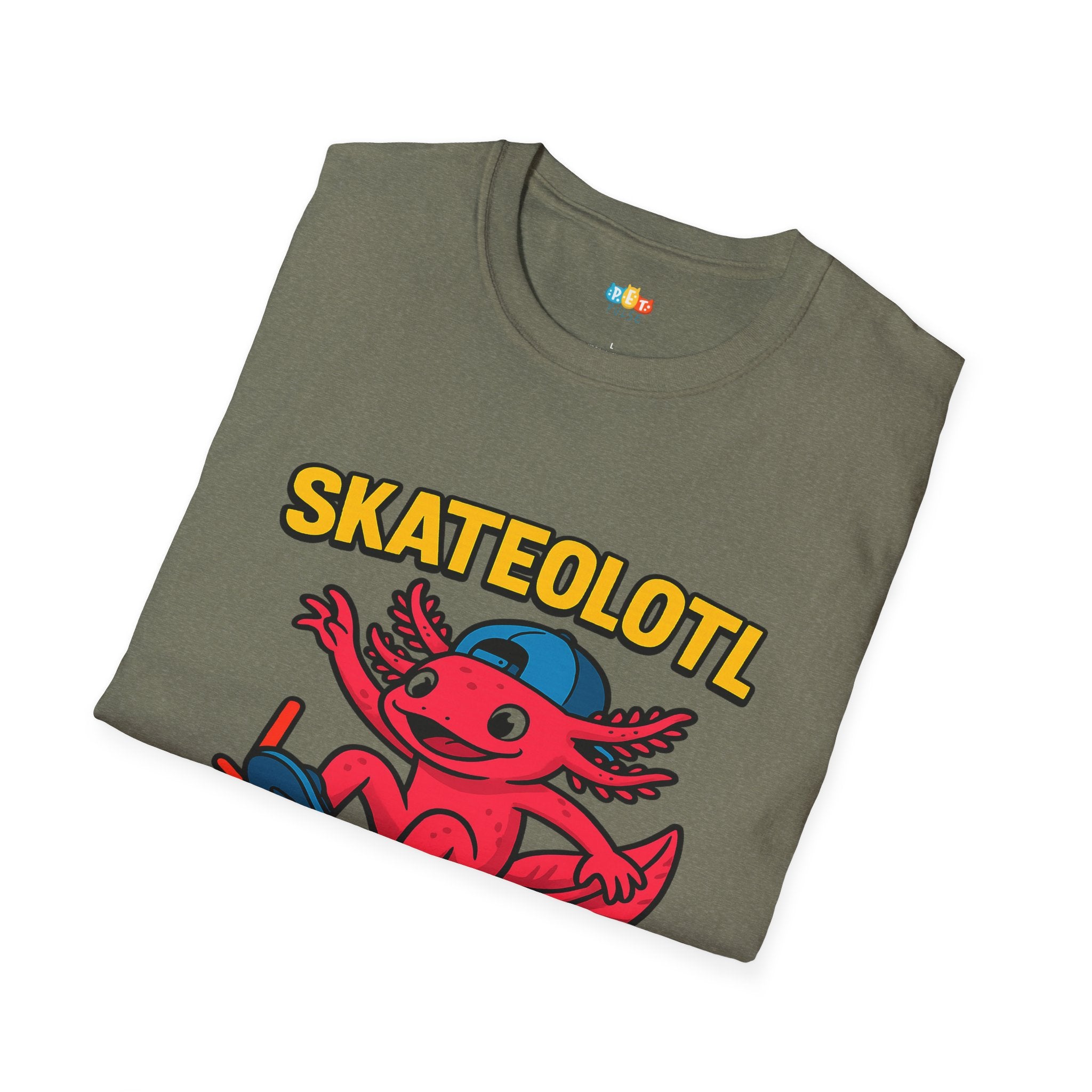 Skateolotl Rad Axolotl Skateboard T-Shirt - Funny Animal Pun Skater Cool Street Style Skateboarding Tee