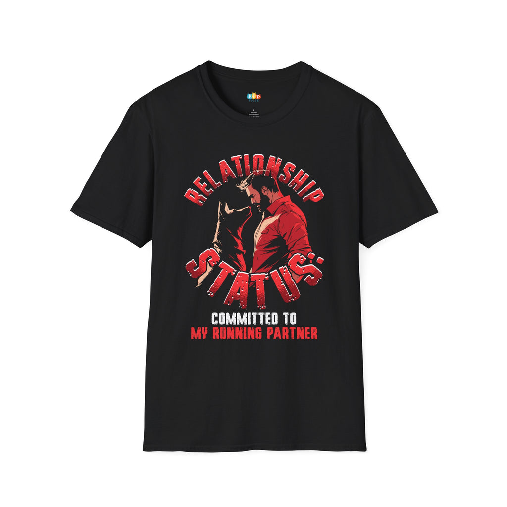 Relationship Status Committed To My Running Partner T-Shirt - Funny Dog Valentine's Day Pet Owner Graphic Tee