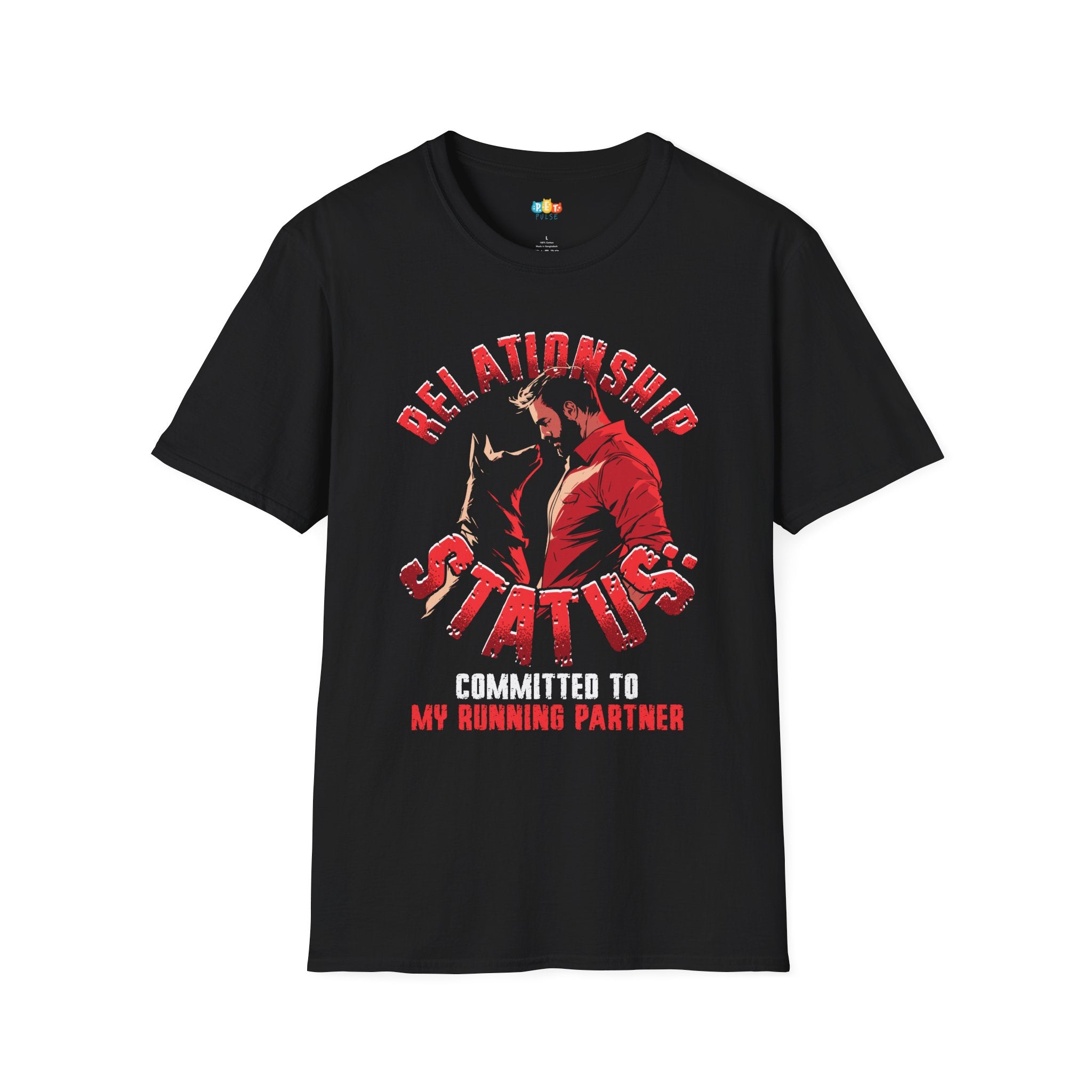 Relationship Status Committed To My Running Partner T-Shirt - Funny Dog Valentine's Day Pet Owner Graphic Tee