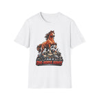 I Am a One-Horse Army Action Hero Horse T-Shirt | Robot Wreckage Victorious Horse Graphic Tee | Mane Event Collection by PetPulse