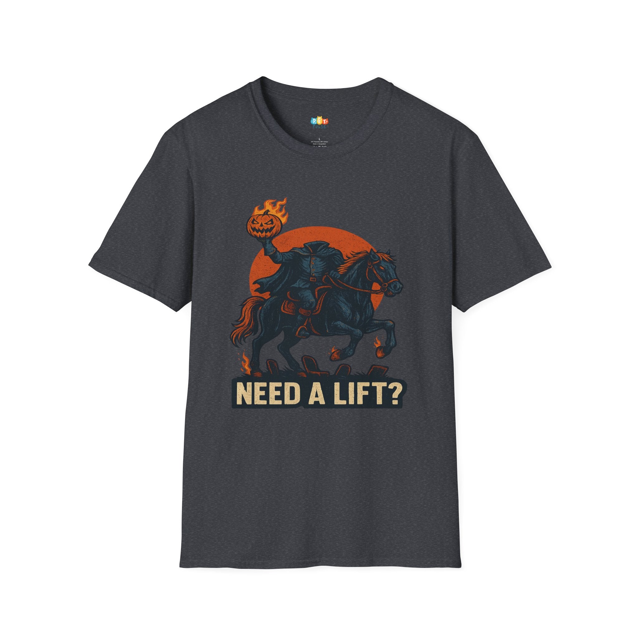 Need A Lift Halloween T-Shirt - Headless Horseman Uber Horror Comedy Gothic Spooky Fall Graphic Tee