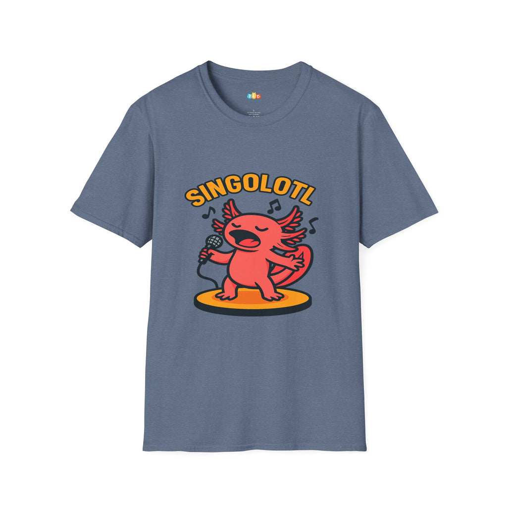 Singolotl Musical Axolotl Karaoke Singer T-Shirt - Funny Animal Pun Music Performance Vocalist Tee