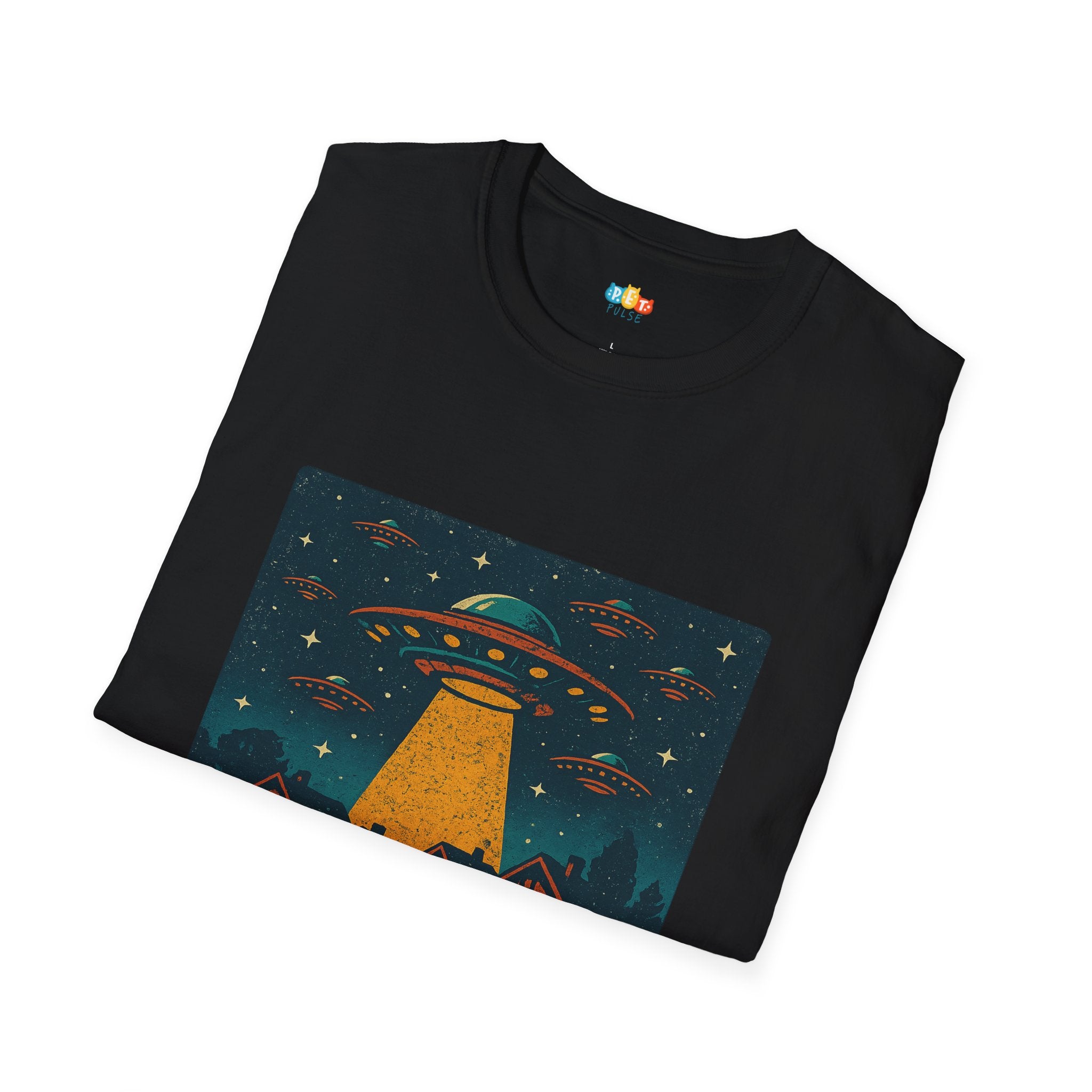 No Such Thing As Normal Humans UFO T-Shirt - Funny Alien Invasion Beam Up Neighborhood Space Humor Tee