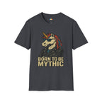 Born to Be Mythic Unicorn T-Shirt - Funny Cool Leather Jacket Biker Fantasy Magic Rebel Graphic Tee