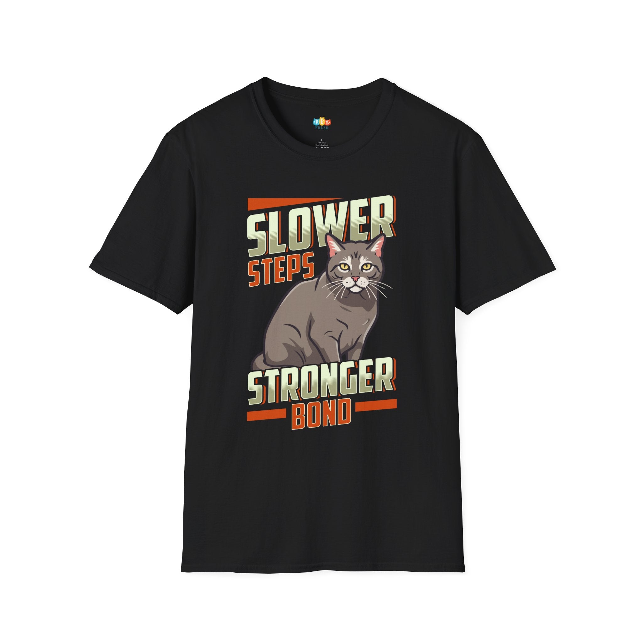 Slower Steps Stronger Bond T-Shirt - Funny Senior Pet Cat Dog Lover Aging Animals Veterinary Graphic Tee