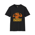 Big Rodent Energy Buff Capybara Flexing T-Shirt - Funny Strong Gym Fitness Muscle Animal Lover Graphic Tee