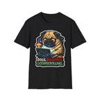 Dogs Disasters Doomscrolling Funny Pug Laptop T-Shirt | Tech Pack Collection by PetPulse