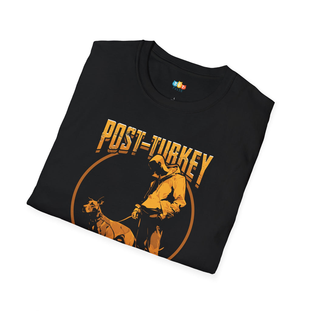 Post-Turkey Digestive Walk Pet Insists Human Benefits T-Shirt - Funny Dog Thanksgiving Holiday Pet Owner Health Graphic Tee
