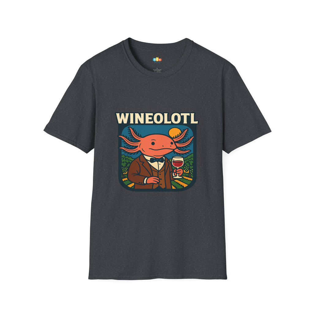 Wineolotl Sophisticated Axolotl Wine Tasting T-Shirt - Funny Animal Pun Vineyard Sommelier Classy Tee