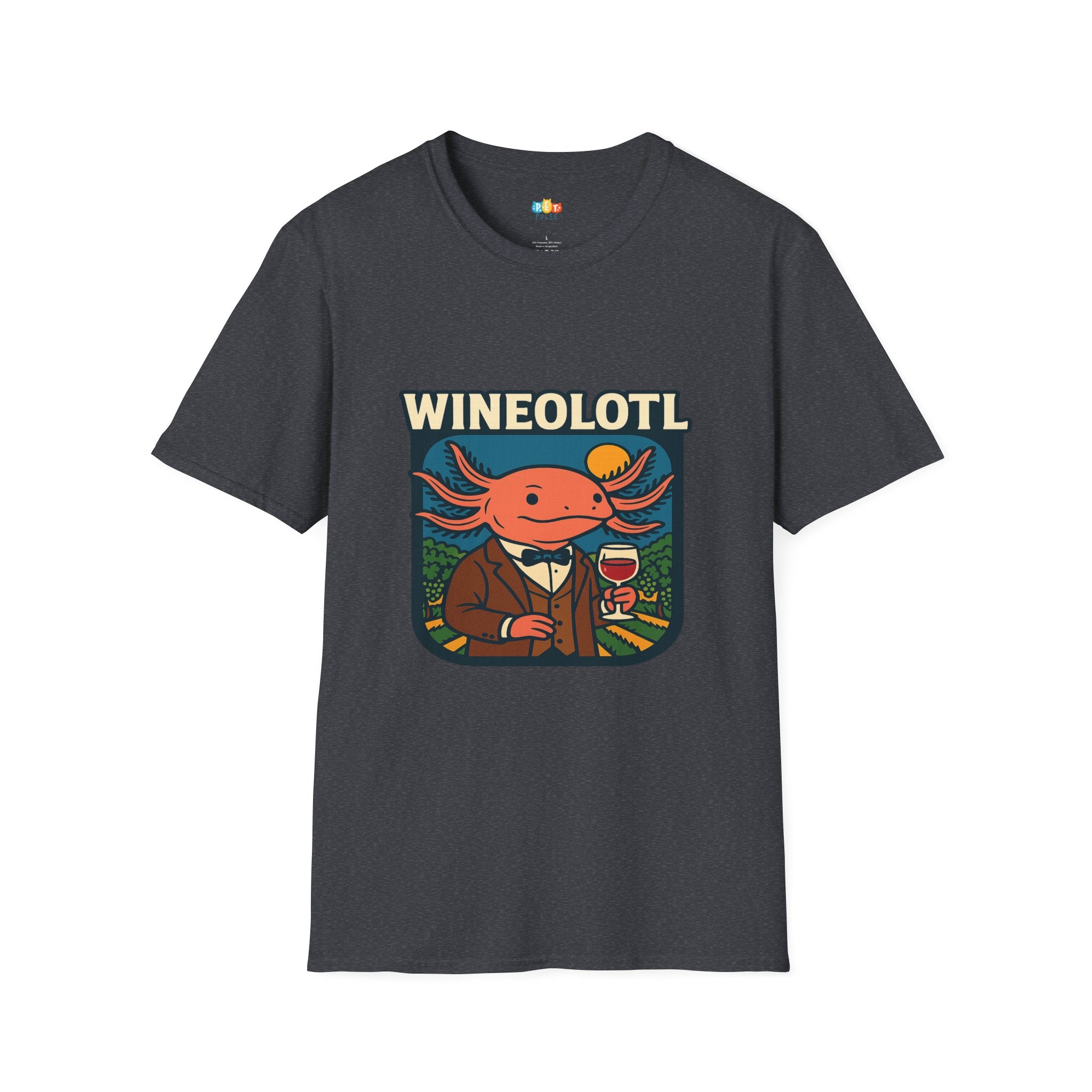 Wineolotl Sophisticated Axolotl Wine Tasting T-Shirt - Funny Animal Pun Vineyard Sommelier Classy Tee
