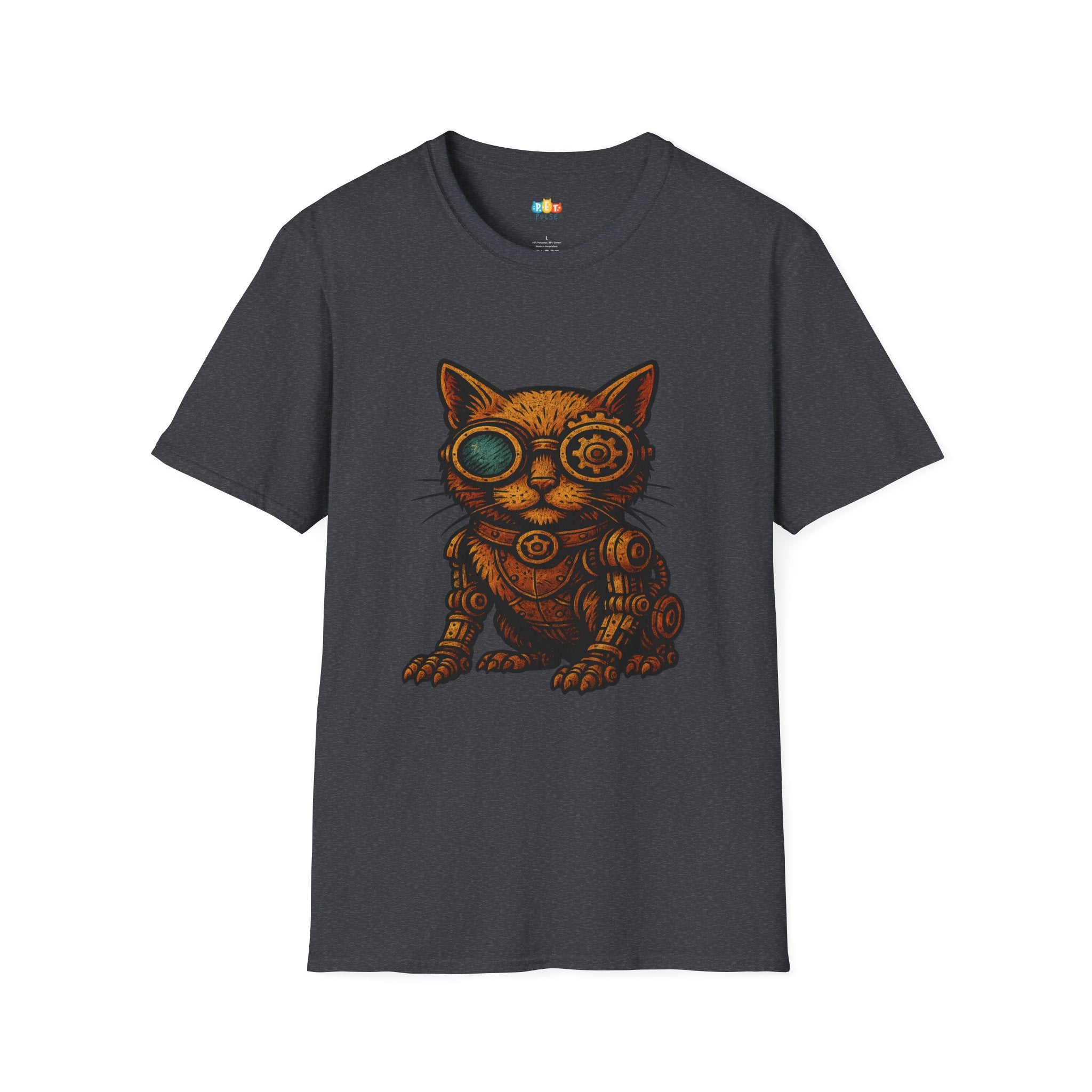 Steampunk Cat T-Shirt - Funny Mechanical Feline Victorian Gears Goggles Engineer Cyberpunk Graphic Tee