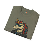 Born to Be Mythic Unicorn T-Shirt - Funny Cool Leather Jacket Biker Fantasy Magic Rebel Graphic Tee