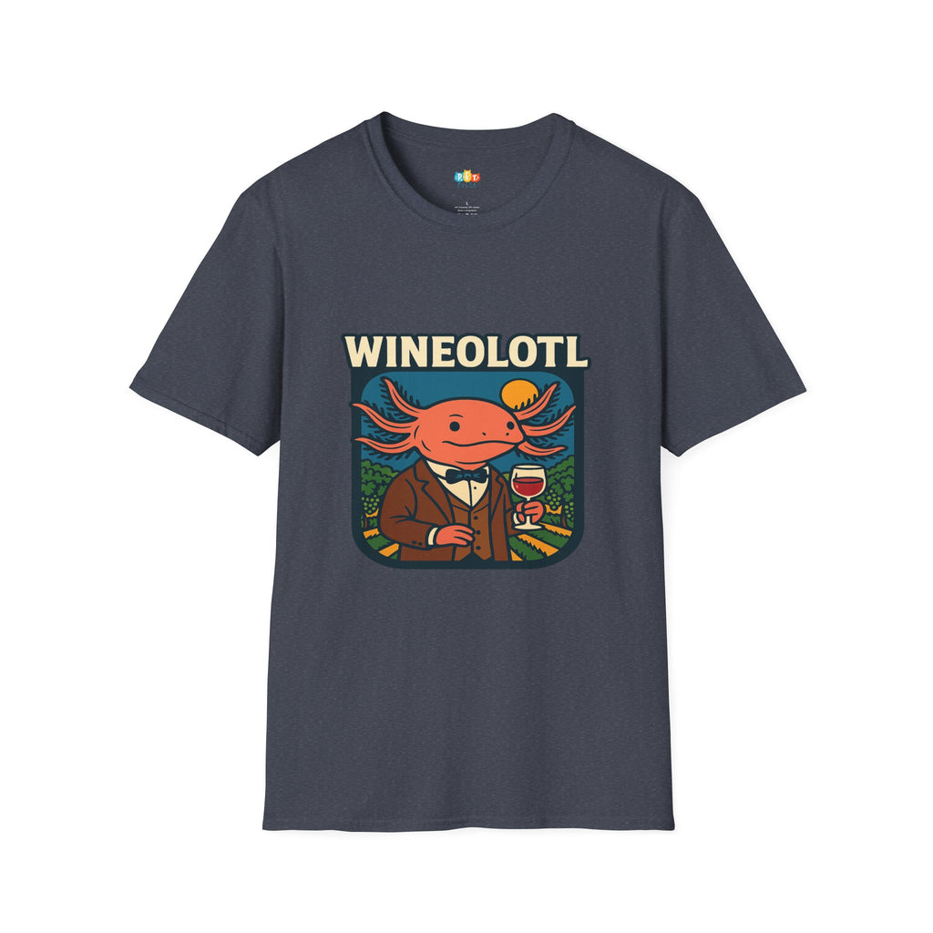 Wineolotl Sophisticated Axolotl Wine Tasting T-Shirt - Funny Animal Pun Vineyard Sommelier Classy Tee