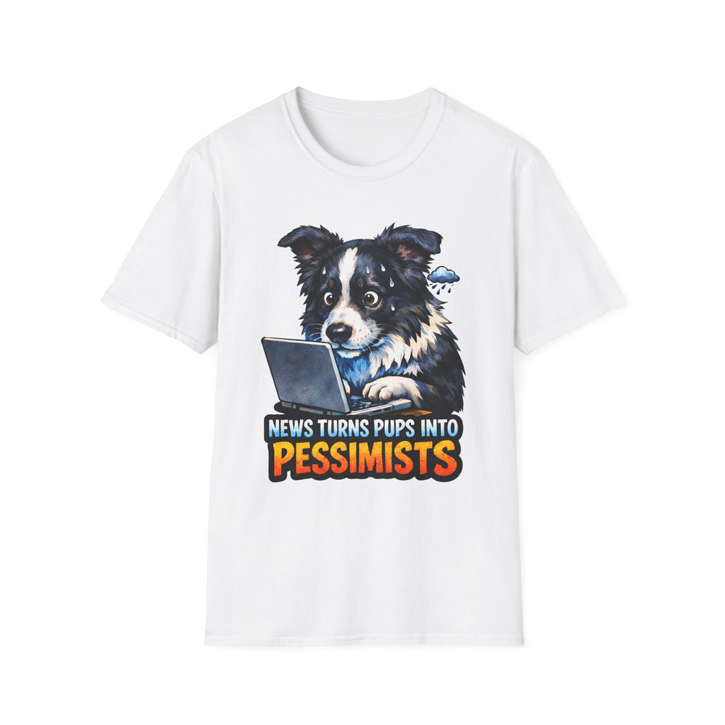 News Turns Pups Into Pessimists Funny Border Collie T-Shirt | Tech Pack Collection by PetPulse