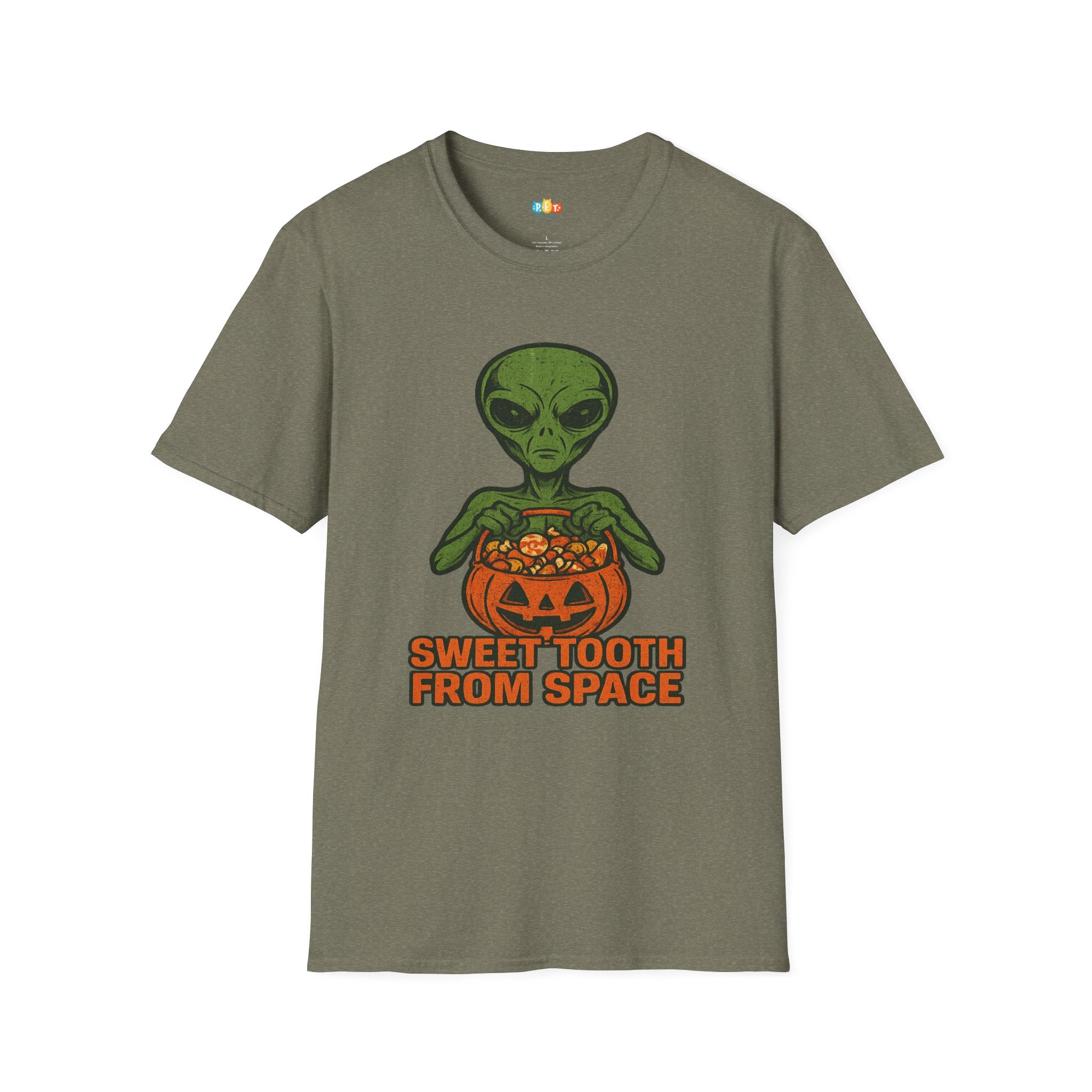 Sweet Tooth From Space Alien Halloween T-Shirt - Funny UFO Trick or Treat Candy Sci-Fi Tee