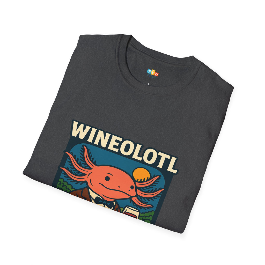 Wineolotl Sophisticated Axolotl Wine Tasting T-Shirt - Funny Animal Pun Vineyard Sommelier Classy Tee