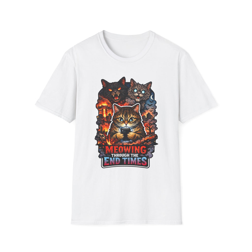 Meowing Through The End Times Funny Apocalypse Cat T-Shirt | Tech Pack Collection by PetPulse