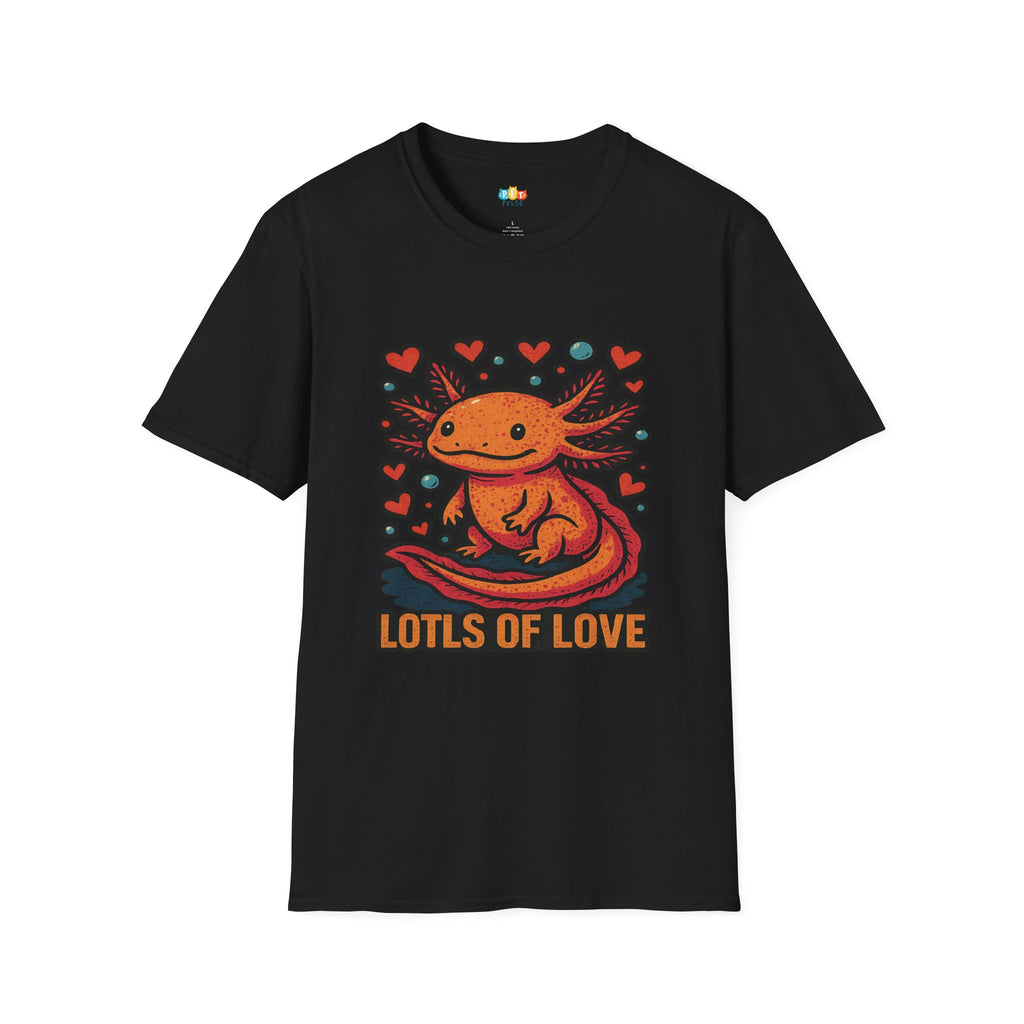 Lotls of Love Adorable Axolotl Hearts T-Shirt - Cute Animal Pun Valentine Romance Sweet Kawaii Tee
