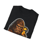 Grumpy Before Dawn Funny Bigfoot Morning Bird T-Shirt | Cryptid Companions Collection by PetPulse