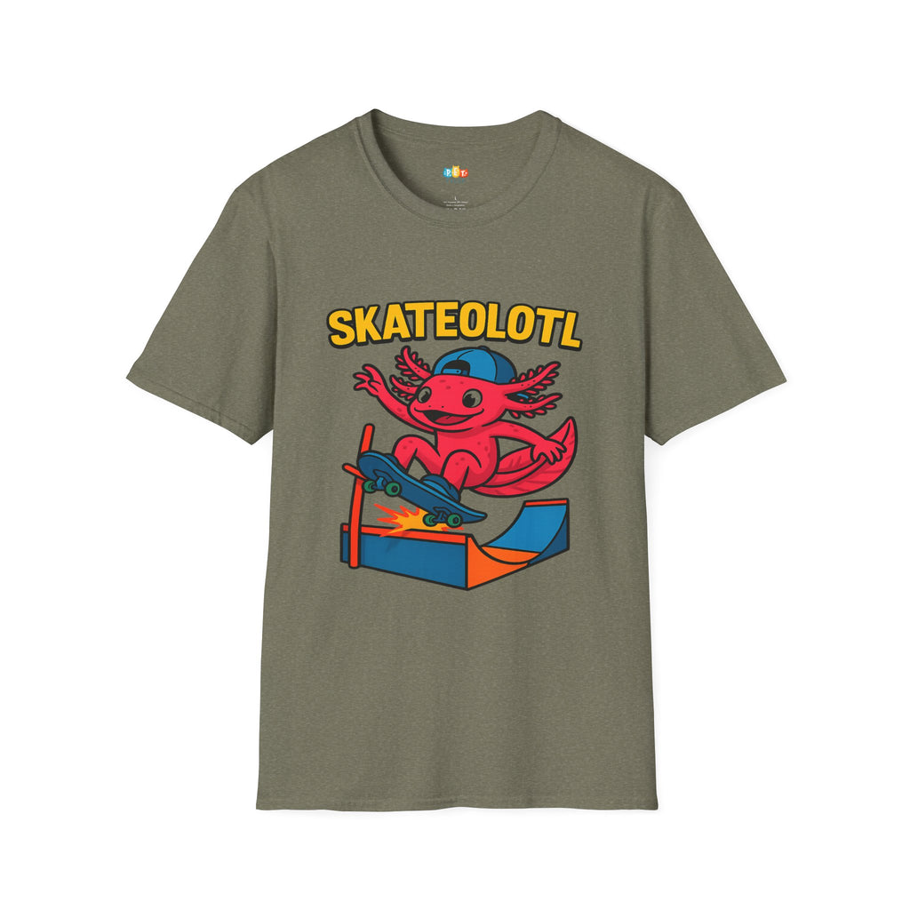 Skateolotl Rad Axolotl Skateboard T-Shirt - Funny Animal Pun Skater Cool Street Style Skateboarding Tee