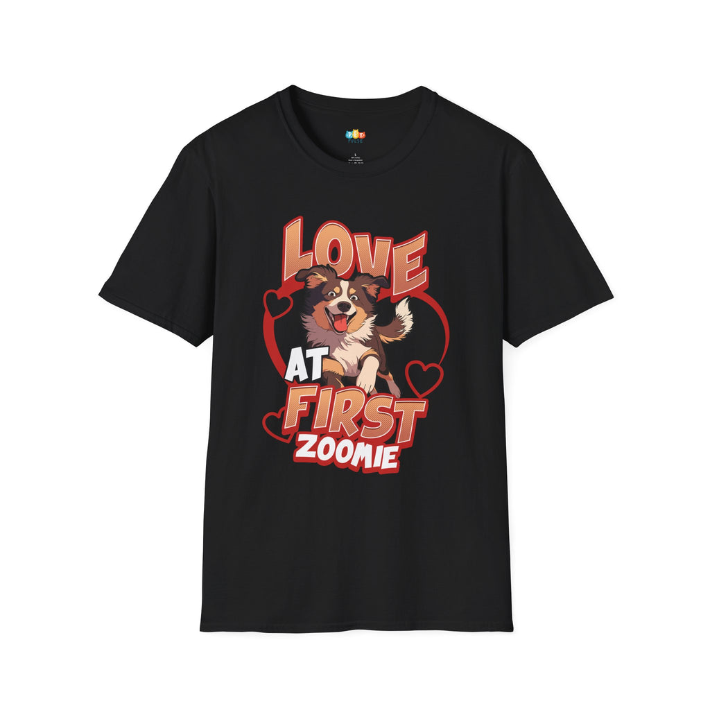 Love At First Zoomie Dog T-Shirt - Australian Shepherd Rescue Dog Parent Hero Graphic Tee