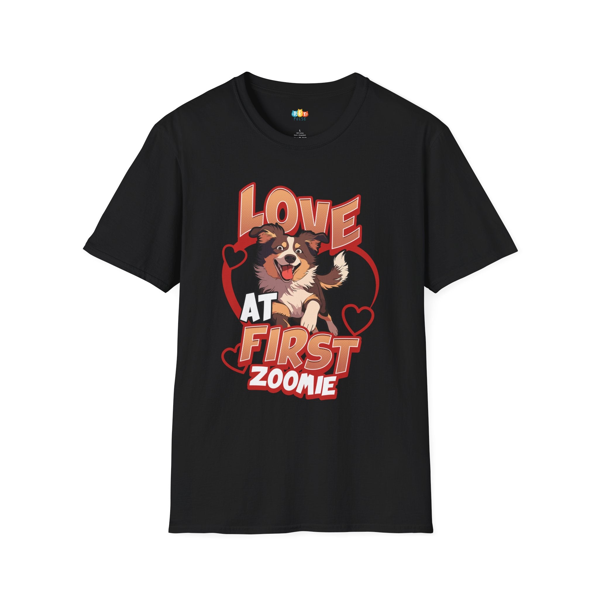 Love At First Zoomie Dog T-Shirt - Australian Shepherd Rescue Dog Parent Hero Graphic Tee