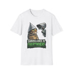 Surveillance Is Everywhere Funny Conspiracy Cat with Security Camera T-Shirt | Cat-Spiracy Theorist Series | Pet-Spiracy Theorist Collection by PetPulse