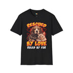 Rescued By Love Dog Cat T-Shirt - Multi Pet Rescue Parent Hero Dog Cat Puppy Kitten Graphic Tee