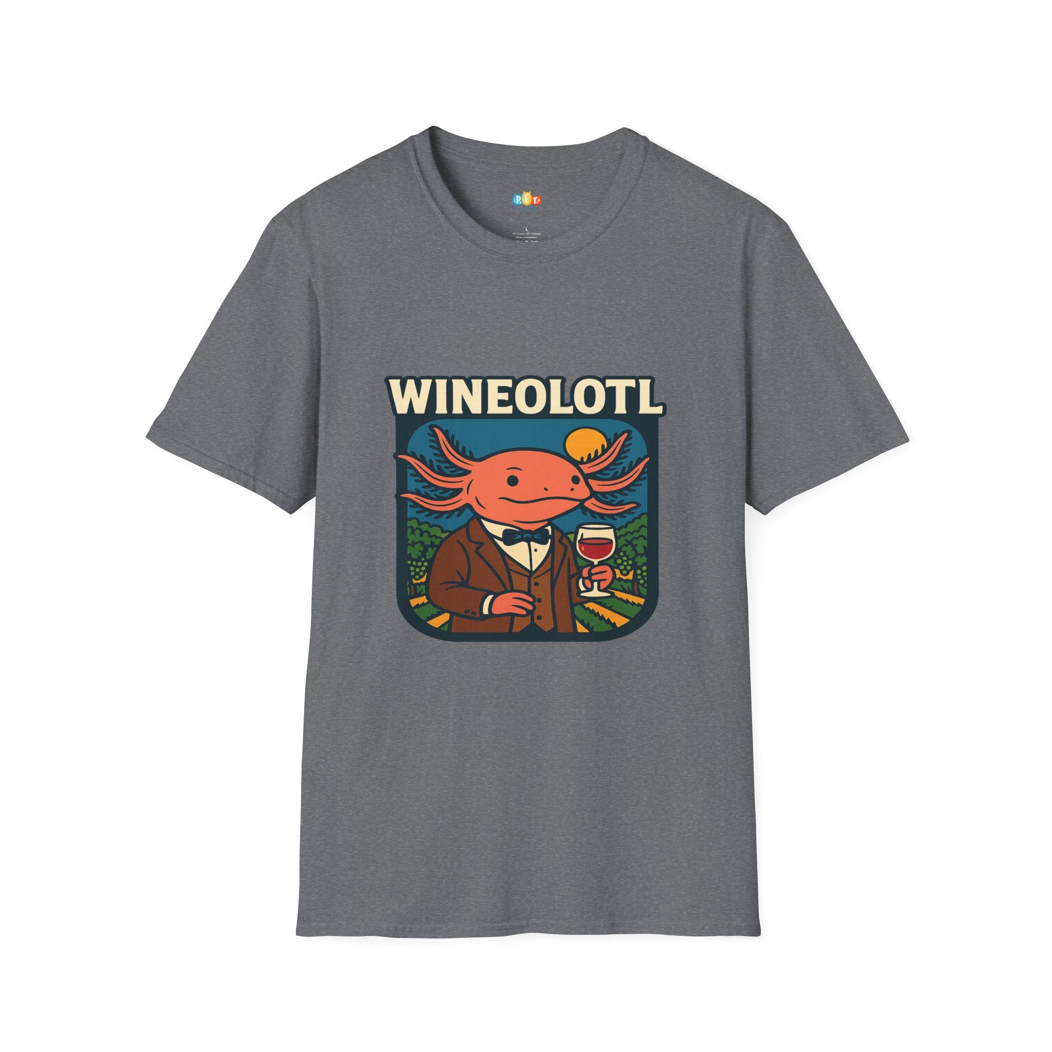 Wineolotl Sophisticated Axolotl Wine Tasting T-Shirt - Funny Animal Pun Vineyard Sommelier Classy Tee