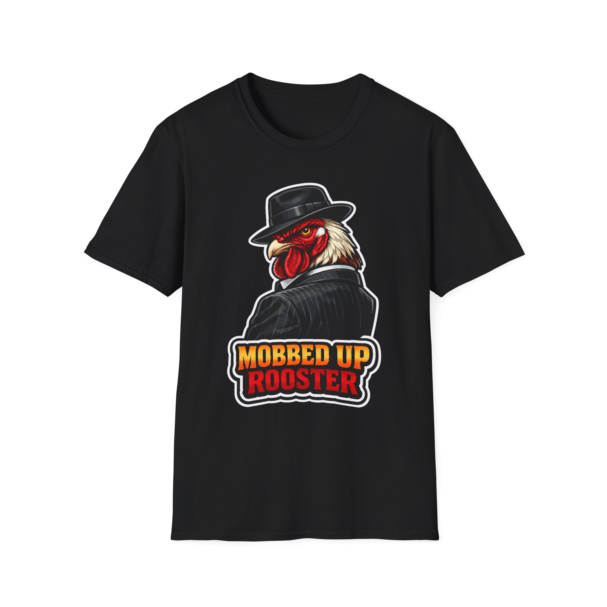 Mobbed Up Rooster Funny Gangster Chicken T-Shirt | Fedora Rooster Profile Graphic Tee for Chicken Owners, PetPulse